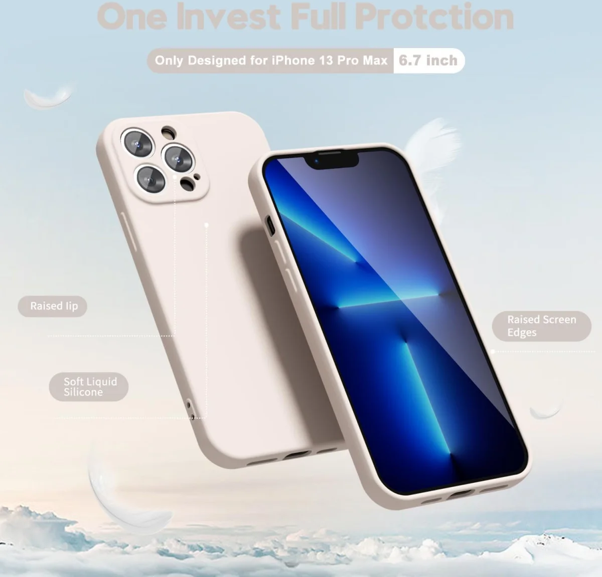 Apple iPhone 13 Pro Max Hoesje met Camera Bescherming Dun TPU Beige afbeelding 3