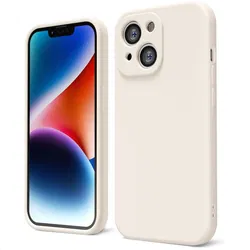 Apple iPhone 14 Hoesje met Camera Bescherming Dun TPU Back Cover Beige afbeelding