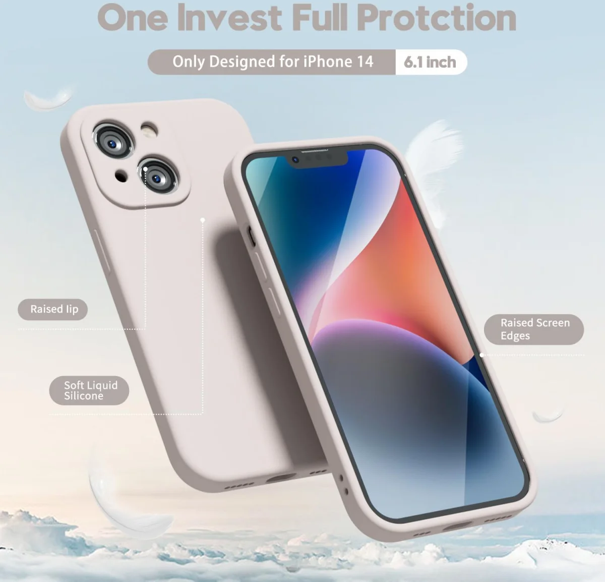Apple iPhone 14 Hoesje met Camera Bescherming Dun TPU Back Cover Beige afbeelding 2