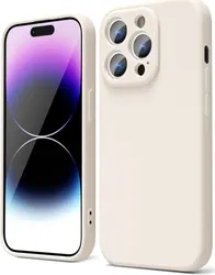 Apple iPhone 14 Pro Hoesje Camera Bescherming Dun TPU Back Cover Beige afbeelding