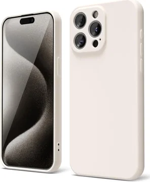 Apple iPhone 15 Pro Max Hoesje met Camera Bescherming Dun TPU Beige