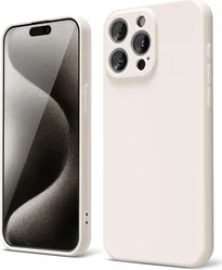 Apple iPhone 15 Pro Max Hoesje met Camera Bescherming Dun TPU Beige afbeelding