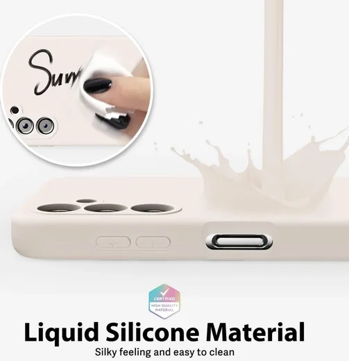 Samsung Galaxy A14 Hoesje Camera Bescherming Dun TPU Back Cover Beige afbeelding 3
