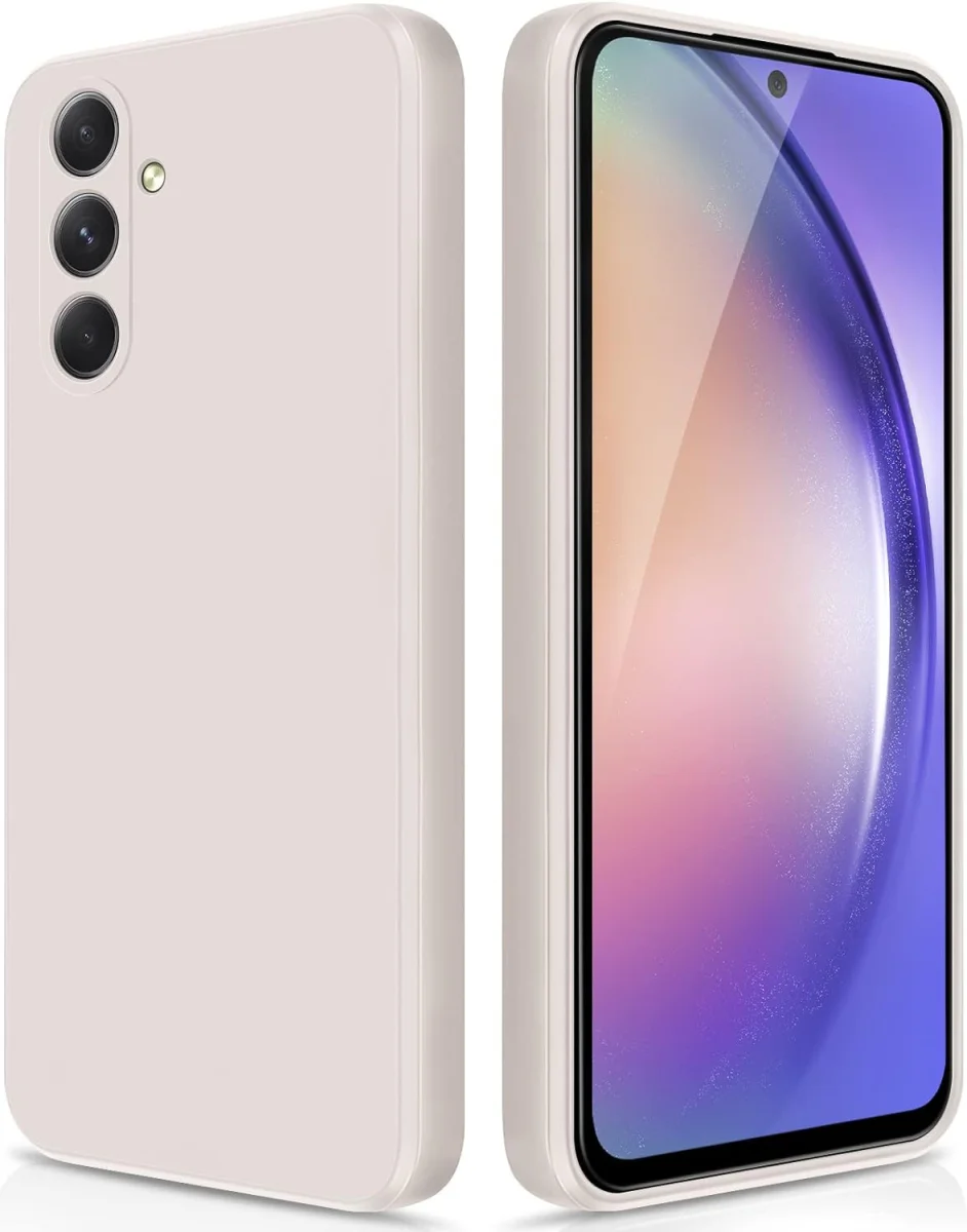Samsung Galaxy A54 Hoesje Camera Bescherming Dun TPU Back Cover Beige afbeelding 1