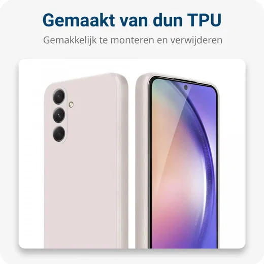 Samsung Galaxy A54 Hoesje Camera Bescherming Dun TPU Back Cover Beige afbeelding 5
