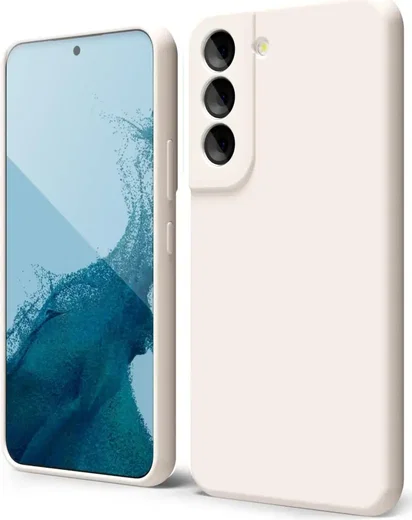 Samsung Galaxy S22 Hoesje Camera Bescherming Dun TPU Back Cover Beige afbeelding 1