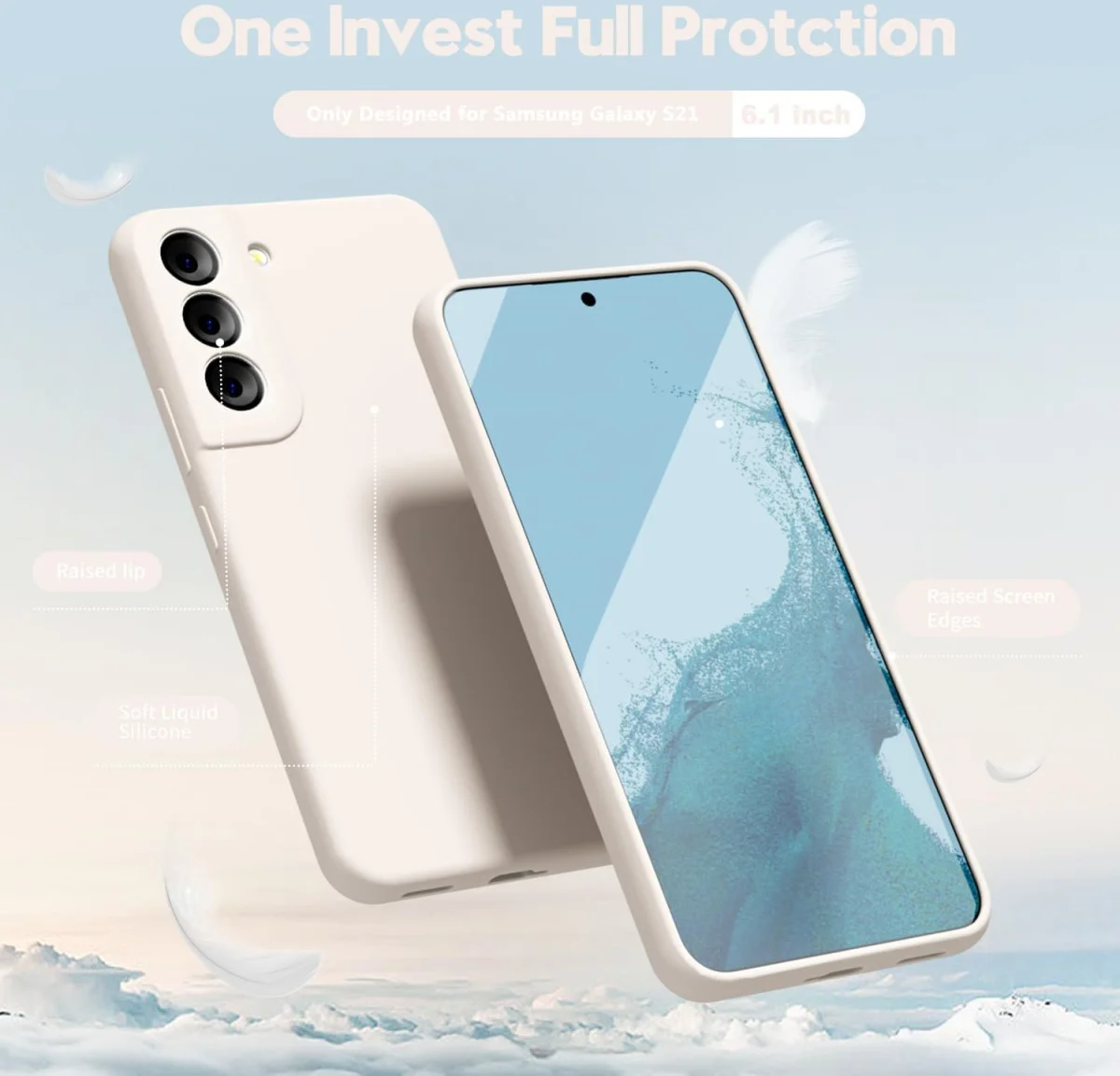 Samsung Galaxy S22 Hoesje Camera Bescherming Dun TPU Back Cover Beige afbeelding 2