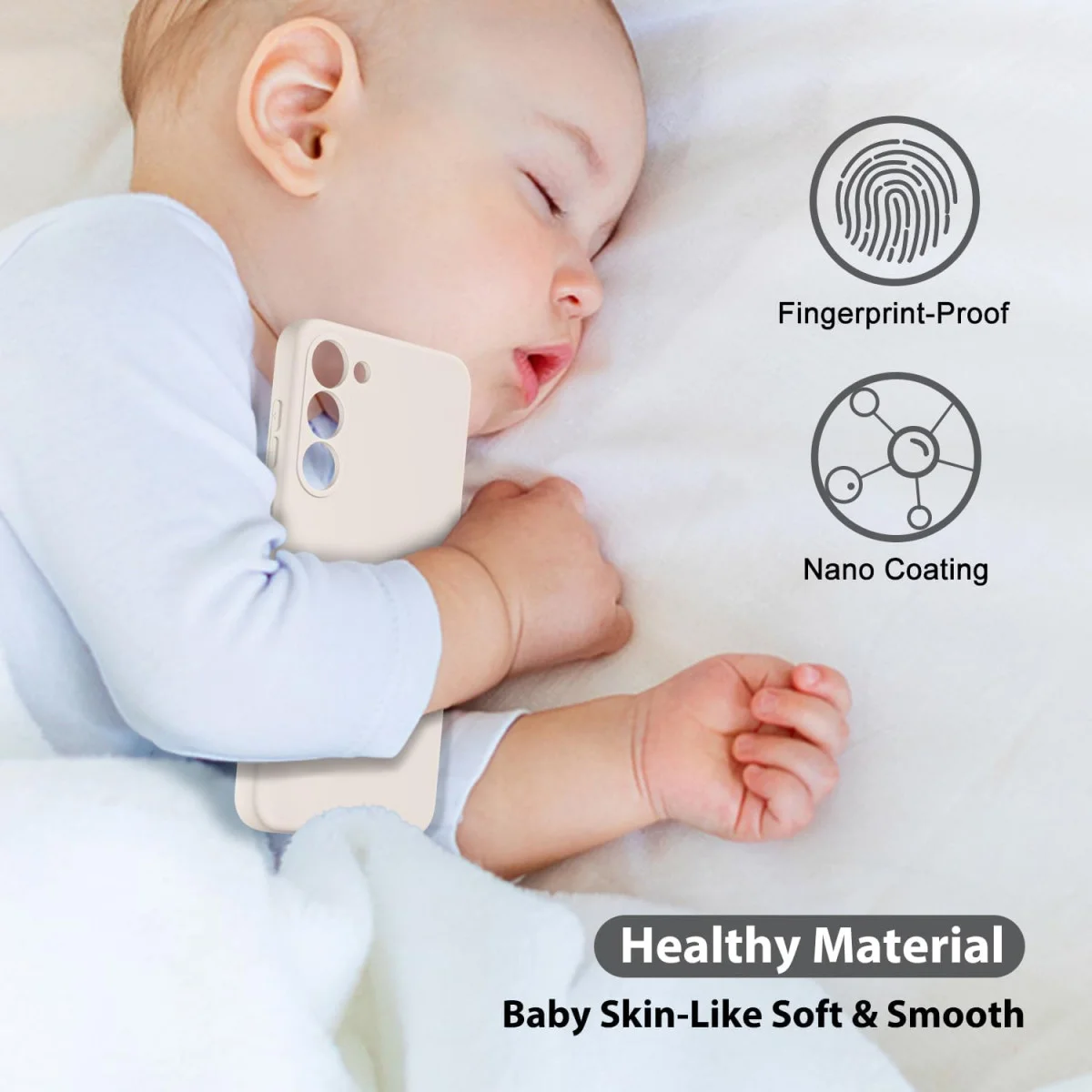 Samsung Galaxy S23 Hoesje Camera Bescherming Dun TPU Back Cover Beige afbeelding 4