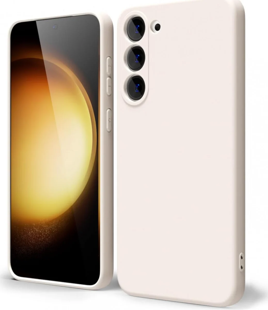 Samsung Galaxy S23 Hoesje Camera Bescherming Dun TPU Back Cover Beige afbeelding 1