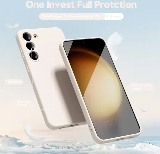 Samsung Galaxy S23 Hoesje Camera Bescherming Dun TPU Back Cover Beige afbeelding 2