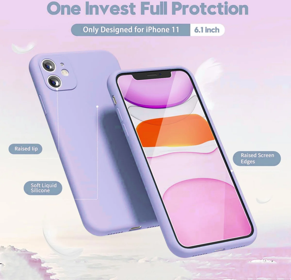 Apple iPhone 11 Hoesje met Camera Bescherming Dun TPU Back Cover Lila afbeelding 2