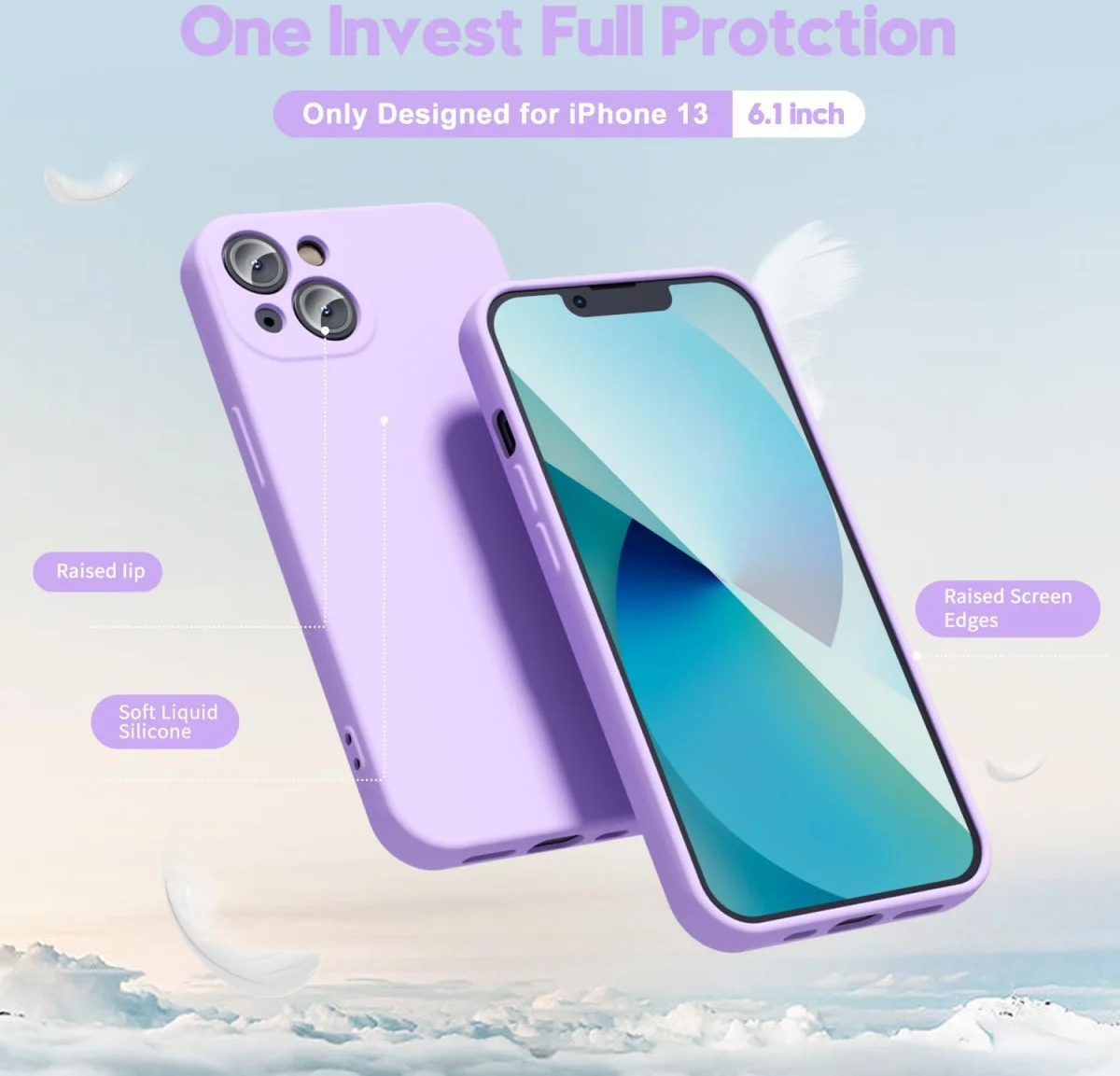Apple iPhone 13 Hoesje met Camera Bescherming Dun TPU Back Cover Lila afbeelding 2
