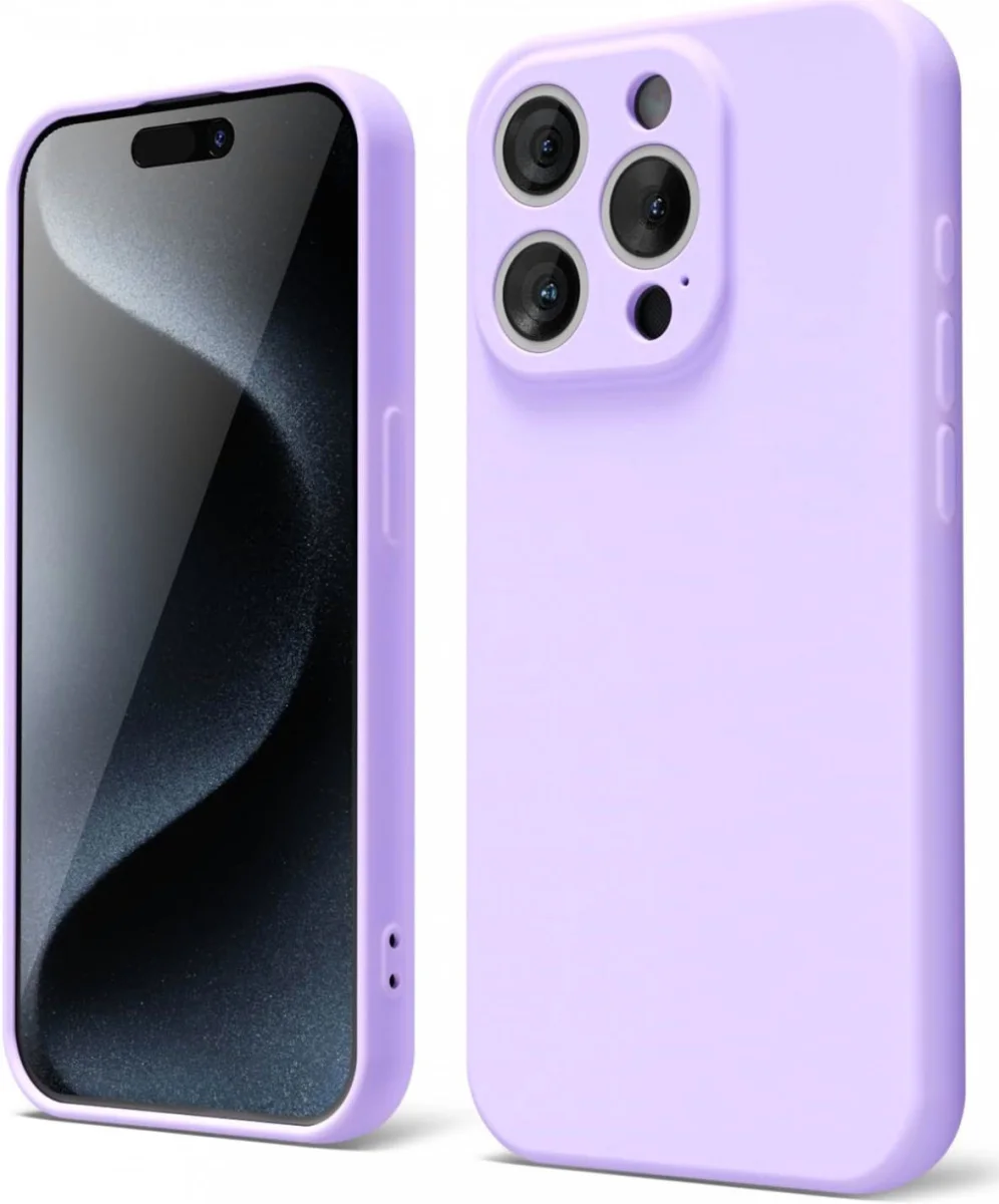 Apple iPhone 15 Pro Hoesje Camera Bescherming Dun TPU Back Cover Lila afbeelding 1