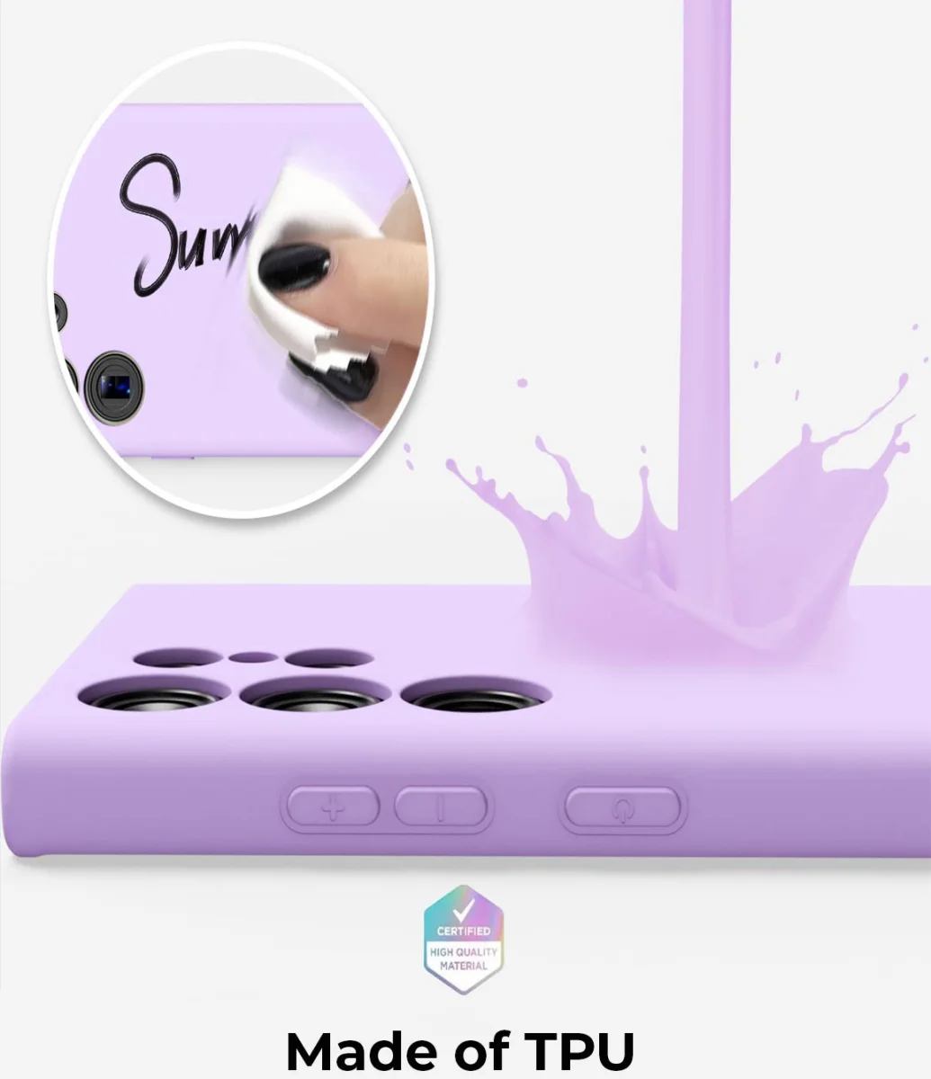 Samsung Galaxy A14 Hoesje Camera Bescherming Dun TPU Back Cover Lila afbeelding 3