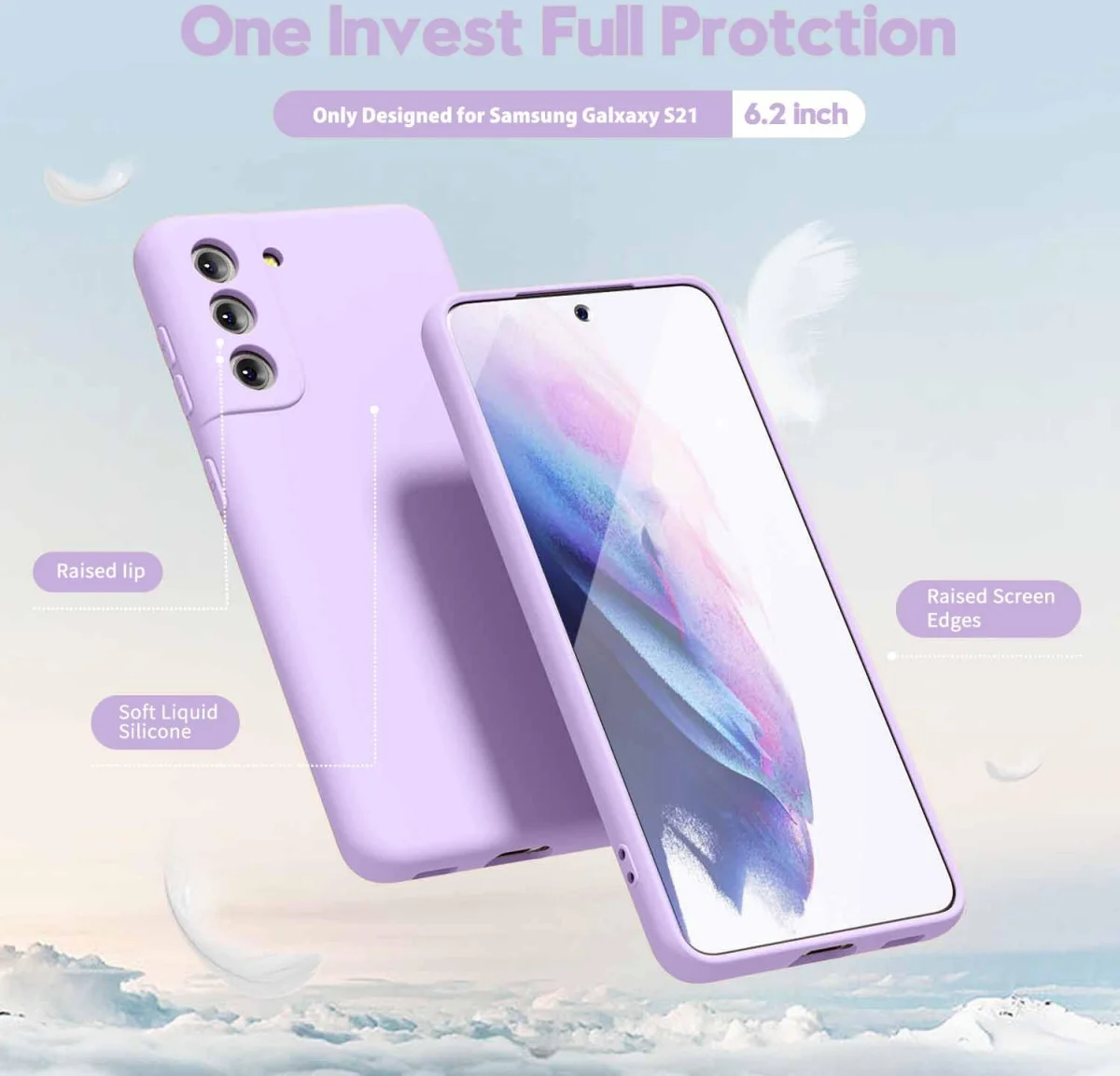 Samsung Galaxy S21 Hoesje Camera Bescherming Dun TPU Back Cover Lila afbeelding 2
