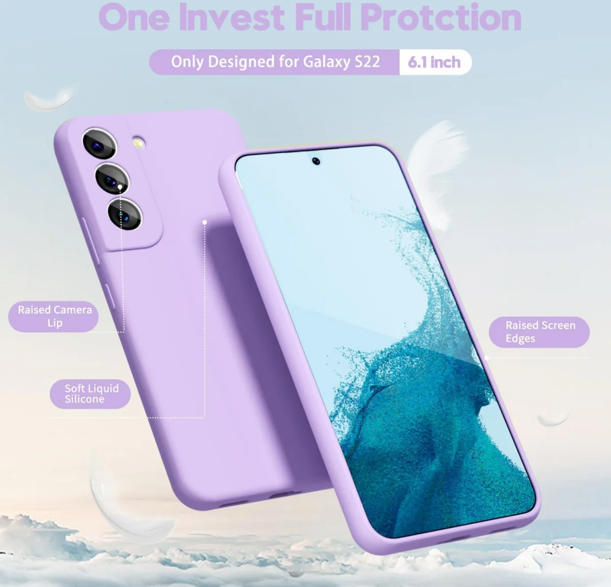 Samsung Galaxy S22 Hoesje Camera Bescherming Dun TPU Back Cover Lila afbeelding 2