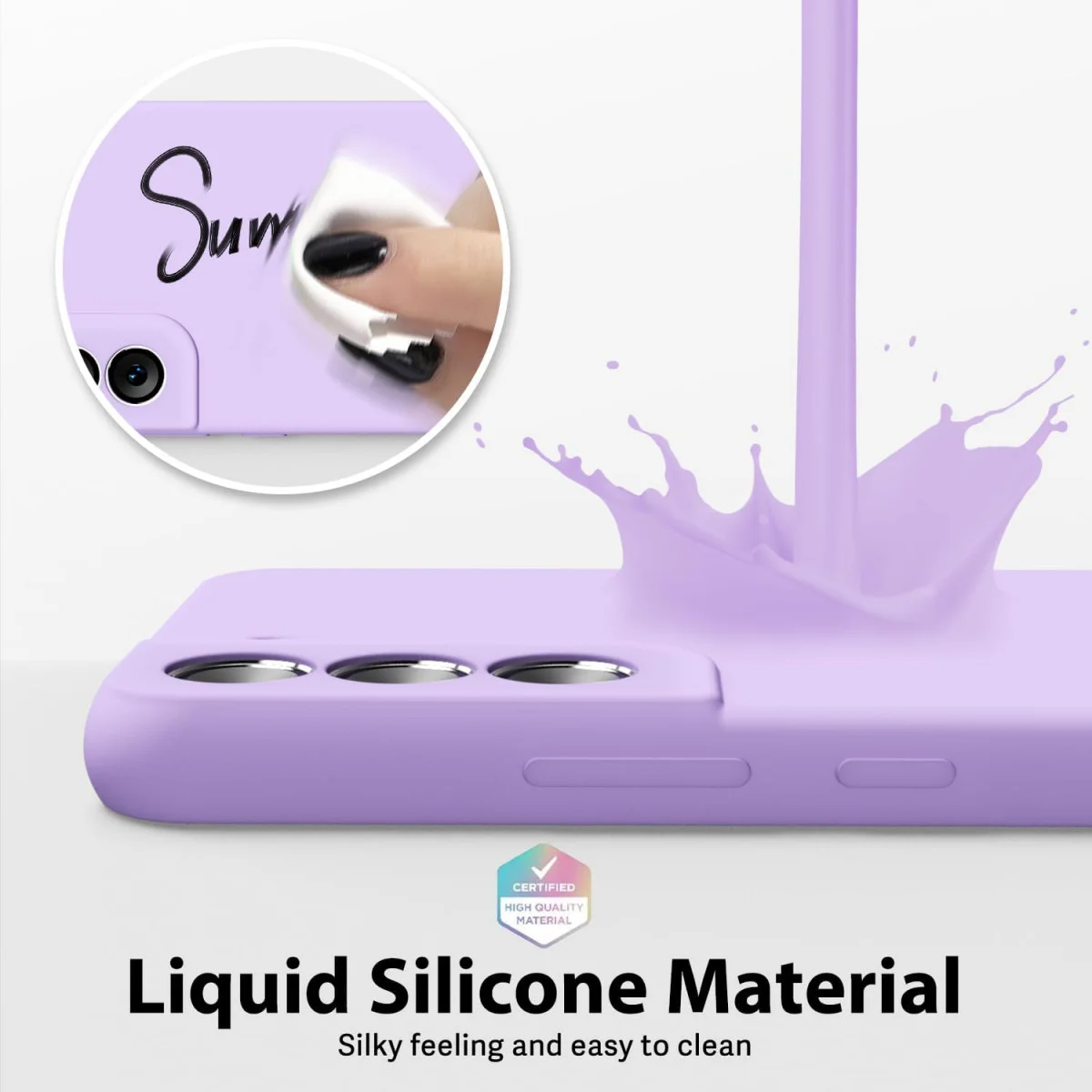 Samsung Galaxy S22 Hoesje Camera Bescherming Dun TPU Back Cover Lila afbeelding 4