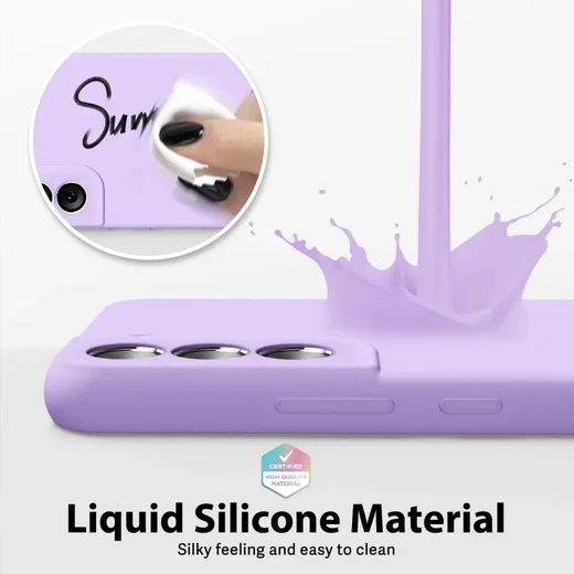 Samsung Galaxy S22 Hoesje Camera Bescherming Dun TPU Back Cover Lila afbeelding 4