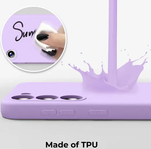 Samsung Galaxy S23 Hoesje Camera Bescherming Dun TPU Back Cover Lila afbeelding 3