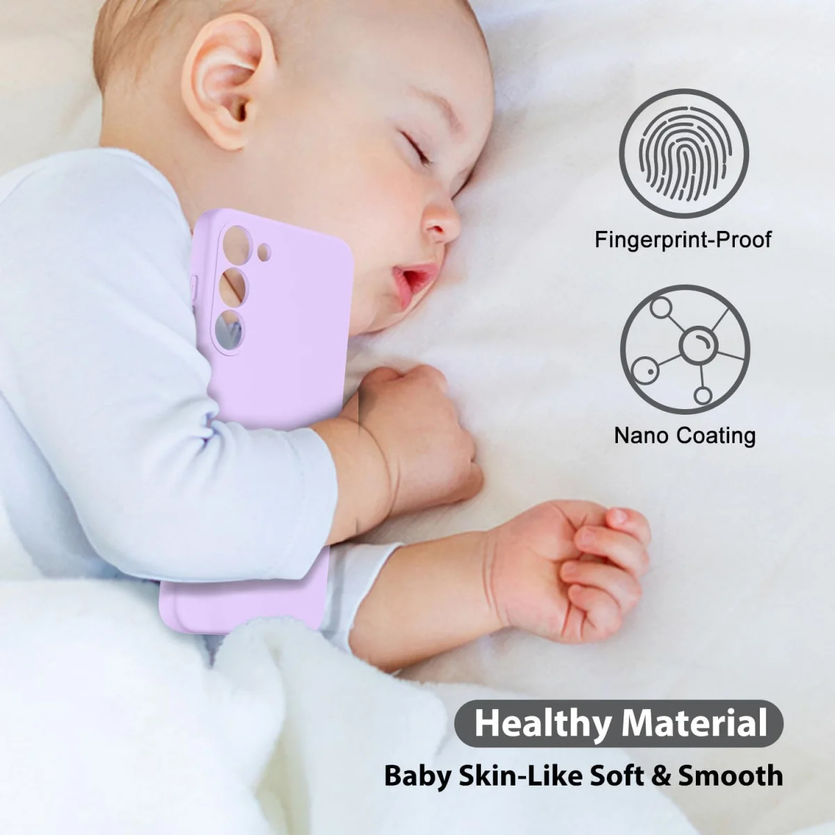 Samsung Galaxy S23 Hoesje Camera Bescherming Dun TPU Back Cover Lila afbeelding 4