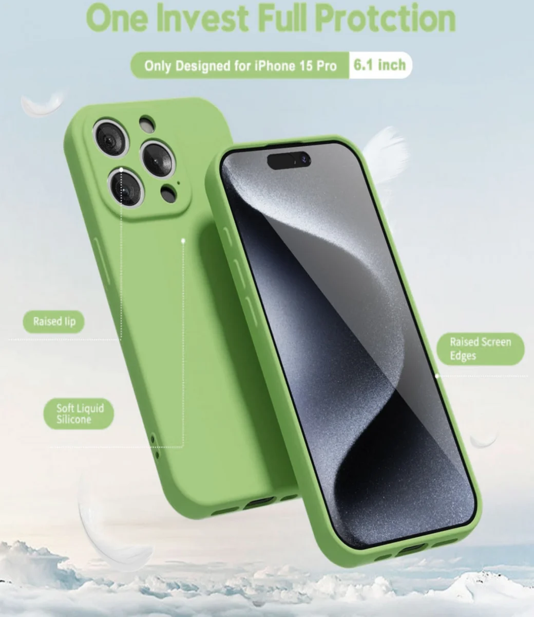 Apple iPhone 15 Pro Hoesje Camera Bescherming Dun TPU Back Cover Groen afbeelding 2
