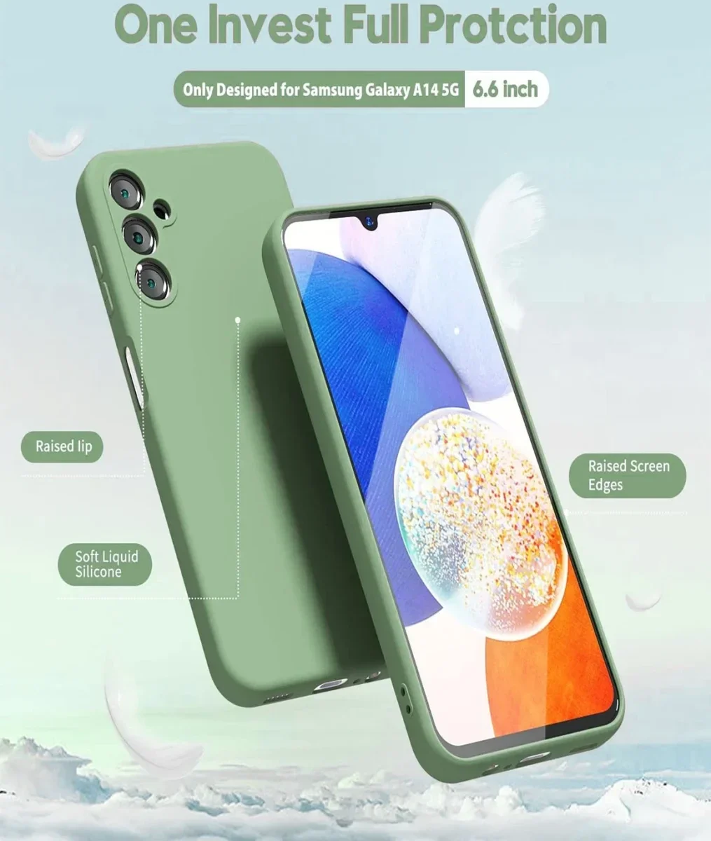 Samsung Galaxy A14 Hoesje Camera Bescherming Dun TPU Back Cover Groen afbeelding 2
