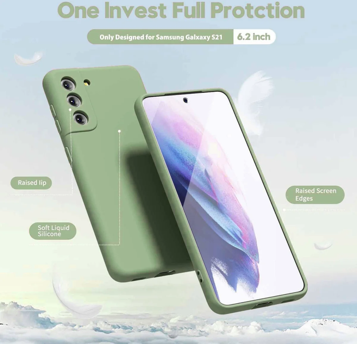 Samsung Galaxy S21 Hoesje Camera Bescherming Dun TPU Back Cover Groen afbeelding 2