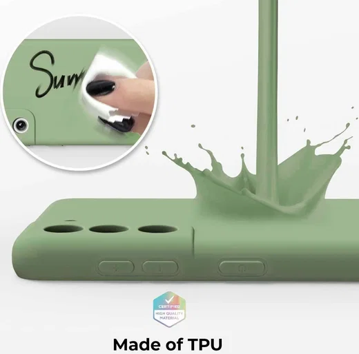 Samsung Galaxy S21 Hoesje Camera Bescherming Dun TPU Back Cover Groen afbeelding 3