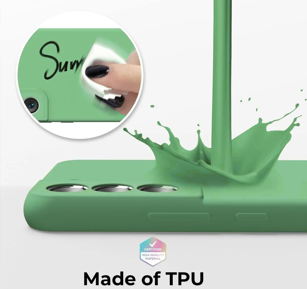 Samsung Galaxy S22 Hoesje Camera Bescherming Dun TPU Back Cover Groen afbeelding 3