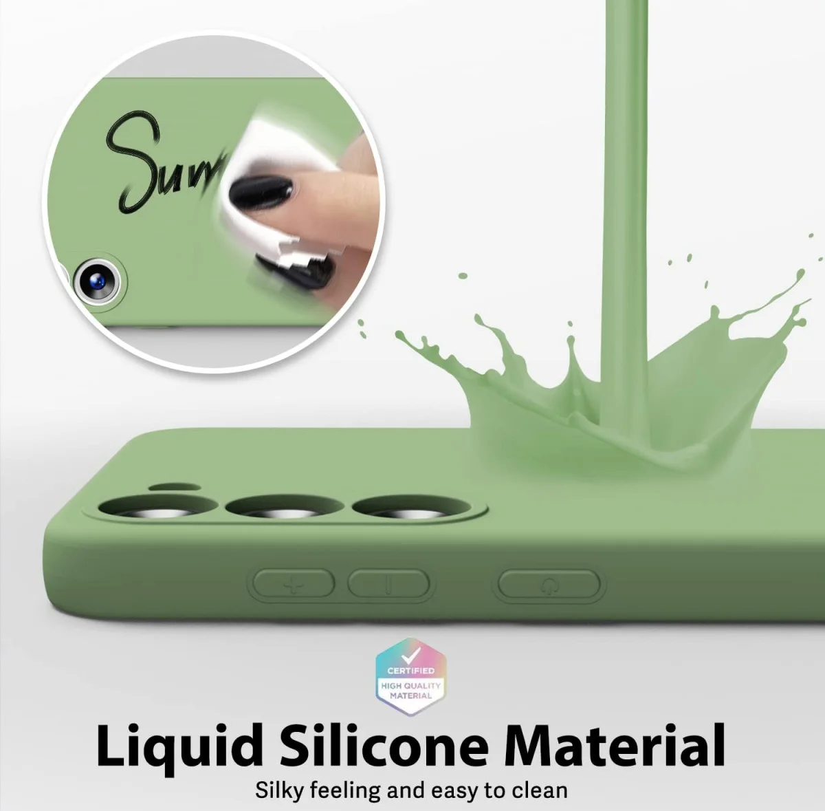 Samsung Galaxy S23 Hoesje Camera Bescherming Dun TPU Back Cover Groen afbeelding 3