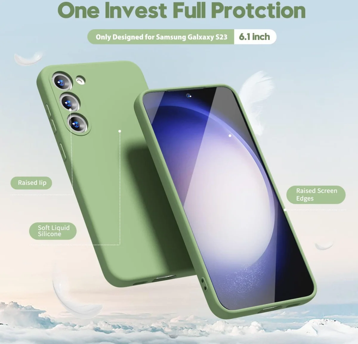 Samsung Galaxy S23 Hoesje Camera Bescherming Dun TPU Back Cover Groen afbeelding 2