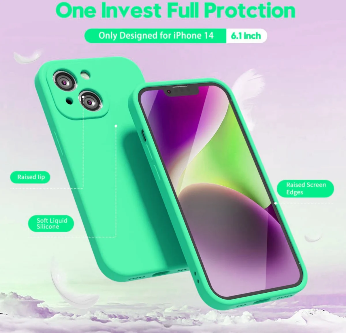 Apple iPhone 14 Hoesje met Camera Bescherming Dun TPU Back Cover Blauw afbeelding 2