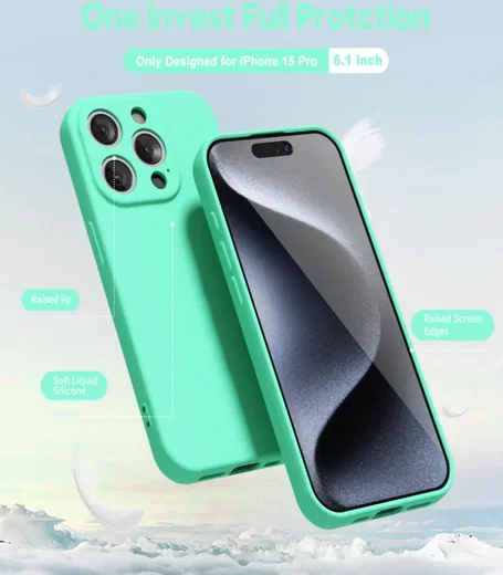 Apple iPhone 15 Pro Hoesje Camera Bescherming Dun TPU Back Cover Blauw afbeelding 2