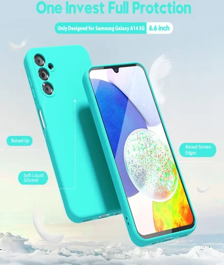 Samsung Galaxy A14 Hoesje Camera Bescherming Dun TPU Back Cover Blauw afbeelding 2