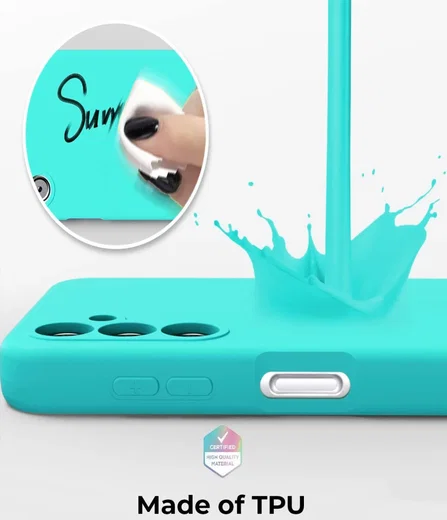 Samsung Galaxy A14 Hoesje Camera Bescherming Dun TPU Back Cover Blauw afbeelding 3
