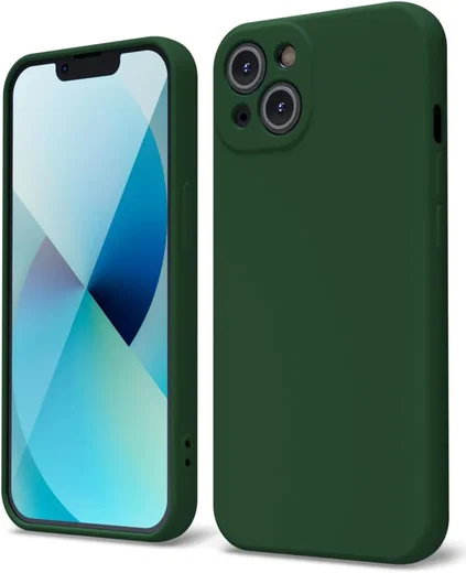 Apple iPhone 13 Hoesje met Camera Bescherming Dun TPU Donkergroen afbeelding 1
