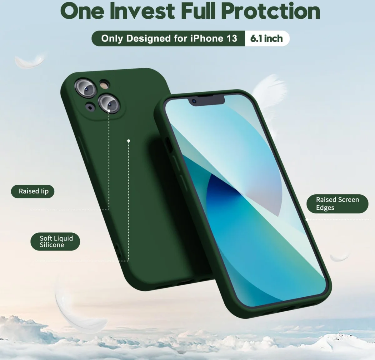 Apple iPhone 13 Hoesje met Camera Bescherming Dun TPU Donkergroen afbeelding 2