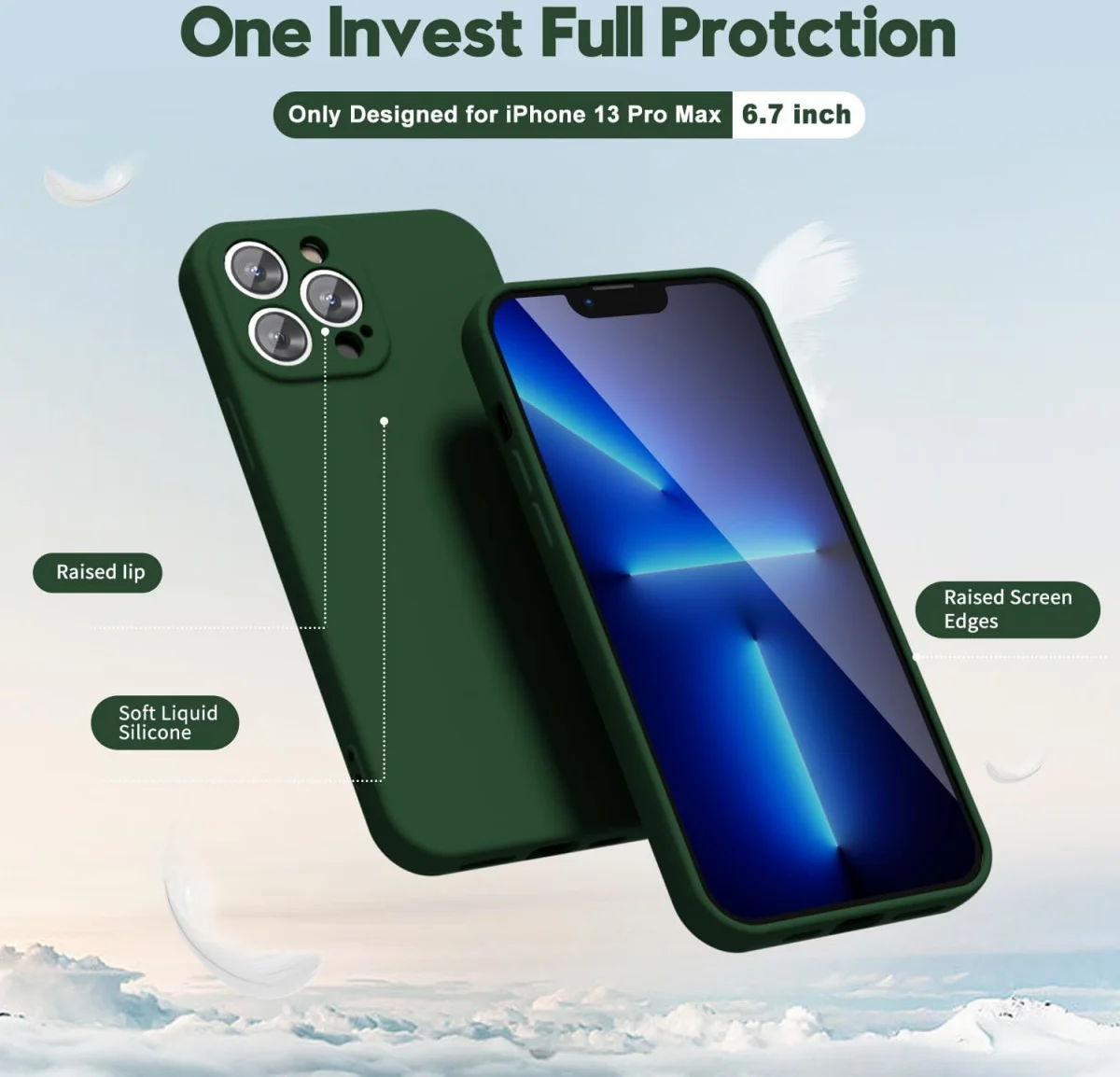 Apple iPhone 13 Pro Max Hoesje Camera Bescherming Dun TPU Donkergroen afbeelding 3