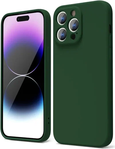 Apple iPhone 14 Pro Max Hoesje Camera Bescherming Dun TPU Donkergroen afbeelding 1