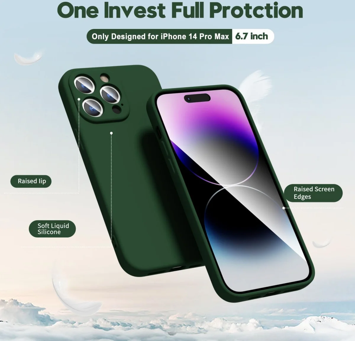 Apple iPhone 14 Pro Max Hoesje Camera Bescherming Dun TPU Donkergroen afbeelding 3