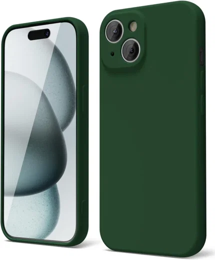 Apple iPhone 15 Hoesje met Camera Bescherming Dun TPU Back Cover Green afbeelding 1