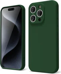 Apple iPhone 15 Pro Hoesje Camera Bescherming Dun TPU Donkergroen afbeelding
