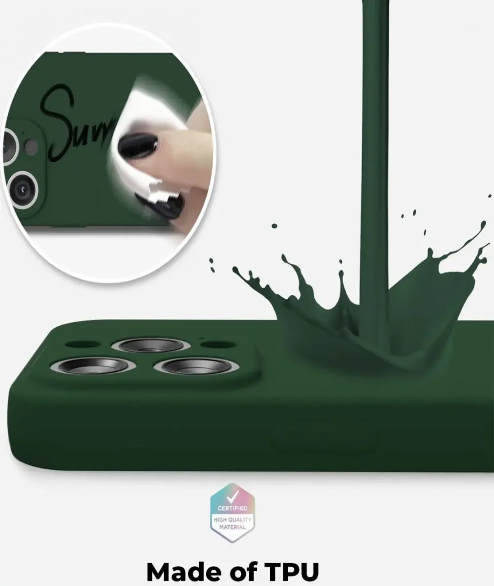 Apple iPhone 15 Pro Hoesje Camera Bescherming Dun TPU Donkergroen afbeelding 5