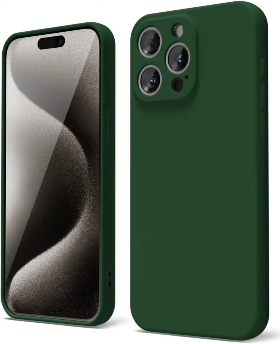 Apple iPhone 15 Pro Max Hoesje Camera Bescherming Dun TPU Donkergroen afbeelding 1
