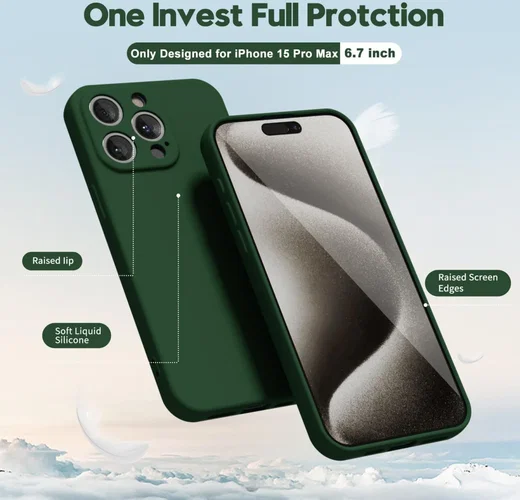 Apple iPhone 15 Pro Max Hoesje Camera Bescherming Dun TPU Donkergroen afbeelding 2