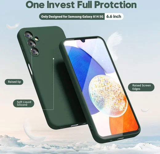Samsung Galaxy A14 Hoesje met Camera Bescherming Dun TPU Donkergroen afbeelding 2