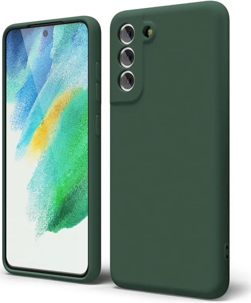 Samsung Galaxy S21 FE Hoesje Camera Bescherming Dun TPU Donkergroen afbeelding 1