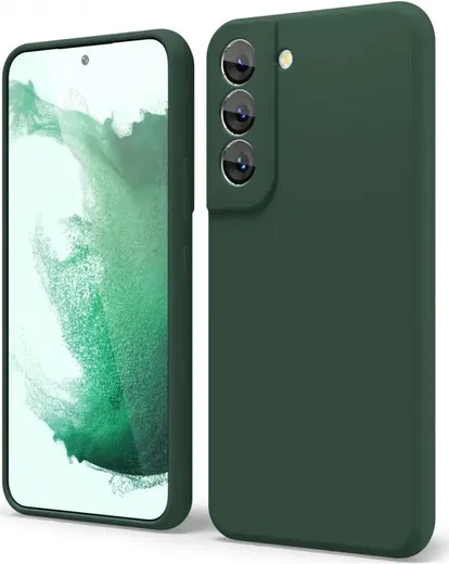 Samsung Galaxy S22 Hoesje met Camera Bescherming Dun TPU Donkergroen afbeelding 1