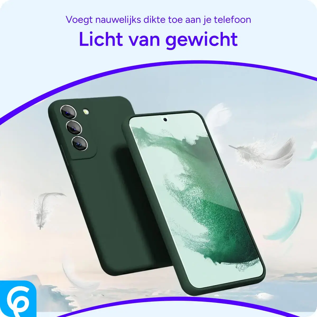 Samsung Galaxy S22 Hoesje met Camera Bescherming Dun TPU Donkergroen afbeelding 2