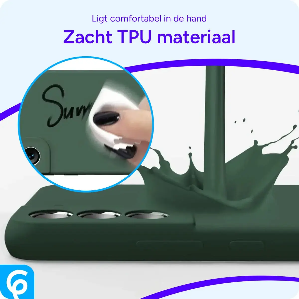 Samsung Galaxy S22 Hoesje met Camera Bescherming Dun TPU Donkergroen afbeelding 3